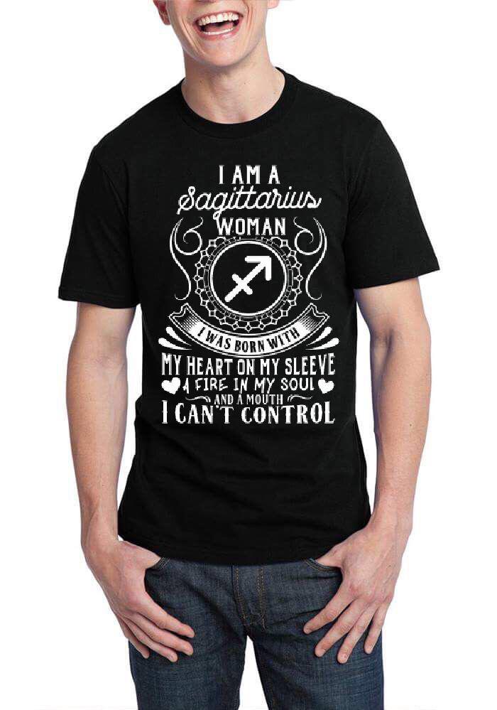 I Am A Sagittarius Woman Half Sleeve Black T-Shirt Hoodie, Sweatshirt | CoreVibeTees.com