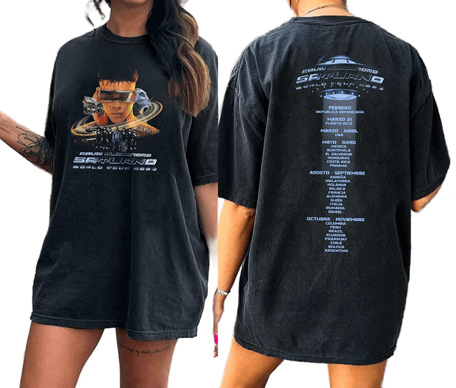 Rauw Alejandro Saturno World Tour 2023 Shirt, Saturno World Tour 2023 Concert Tshirt Hoodie, Sweatshirt | CoreVibeTees.com