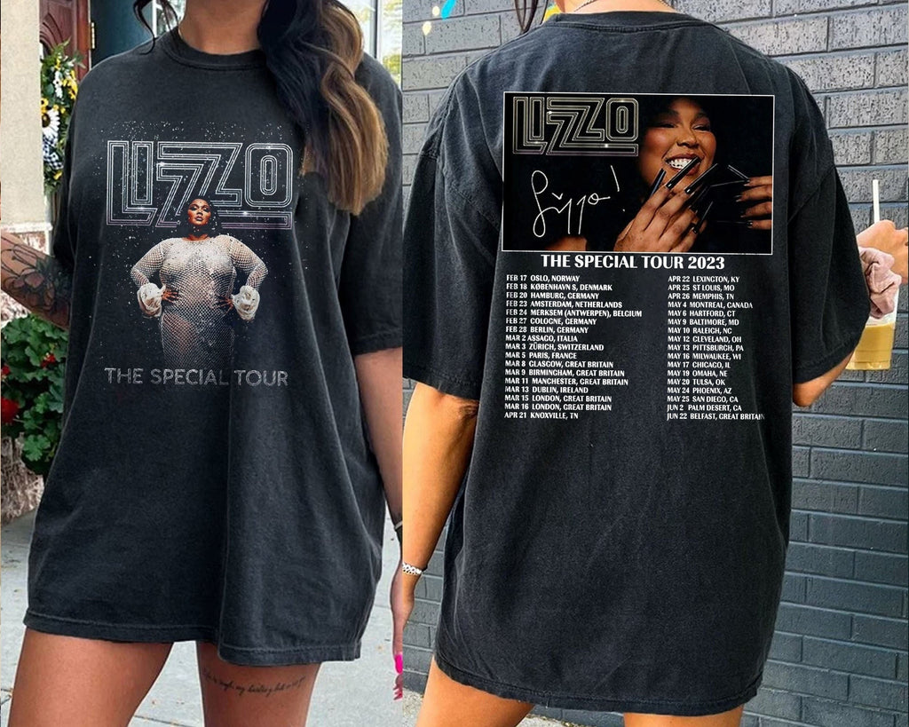 Vintage Li.z.zo 2-SIDES Special World Tour 2023 Shirt, Li.z.zo Tour Shirt Hoodie, Sweatshirt | CoreVibeTees.com