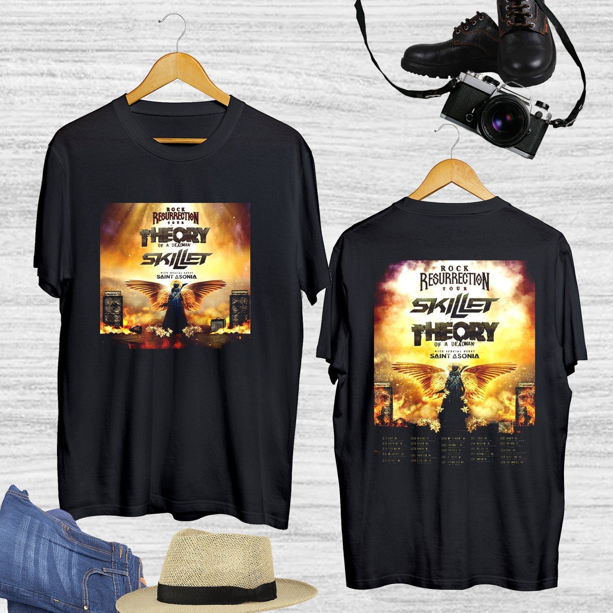 Skillet Theory of a Deadman Rock Reurection Tour 2023 2side Shirt Hoodie, Sweatshirt | CoreVibeTees.com