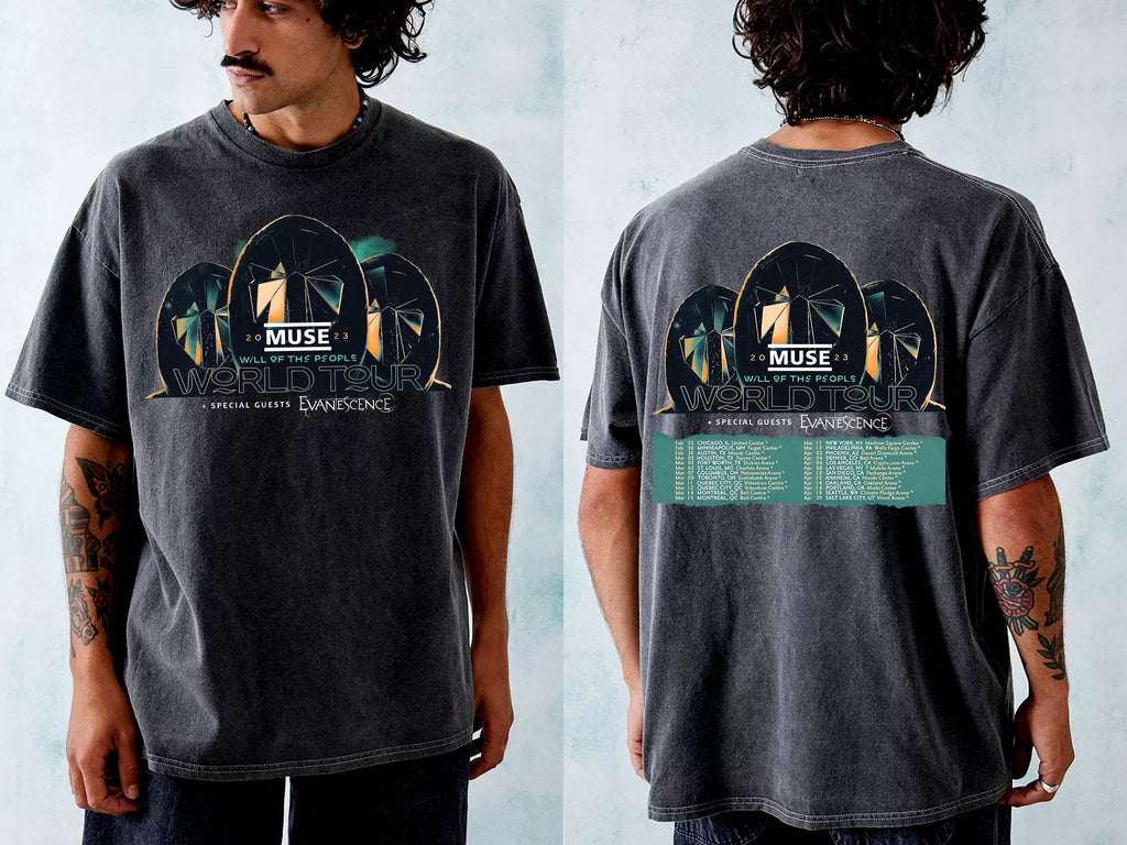 The Muse World Tour 2023 Tour Will of The People Shirt, Vintage The Muse World Tour Hoodie, Sweatshirt | CoreVibeTees.com