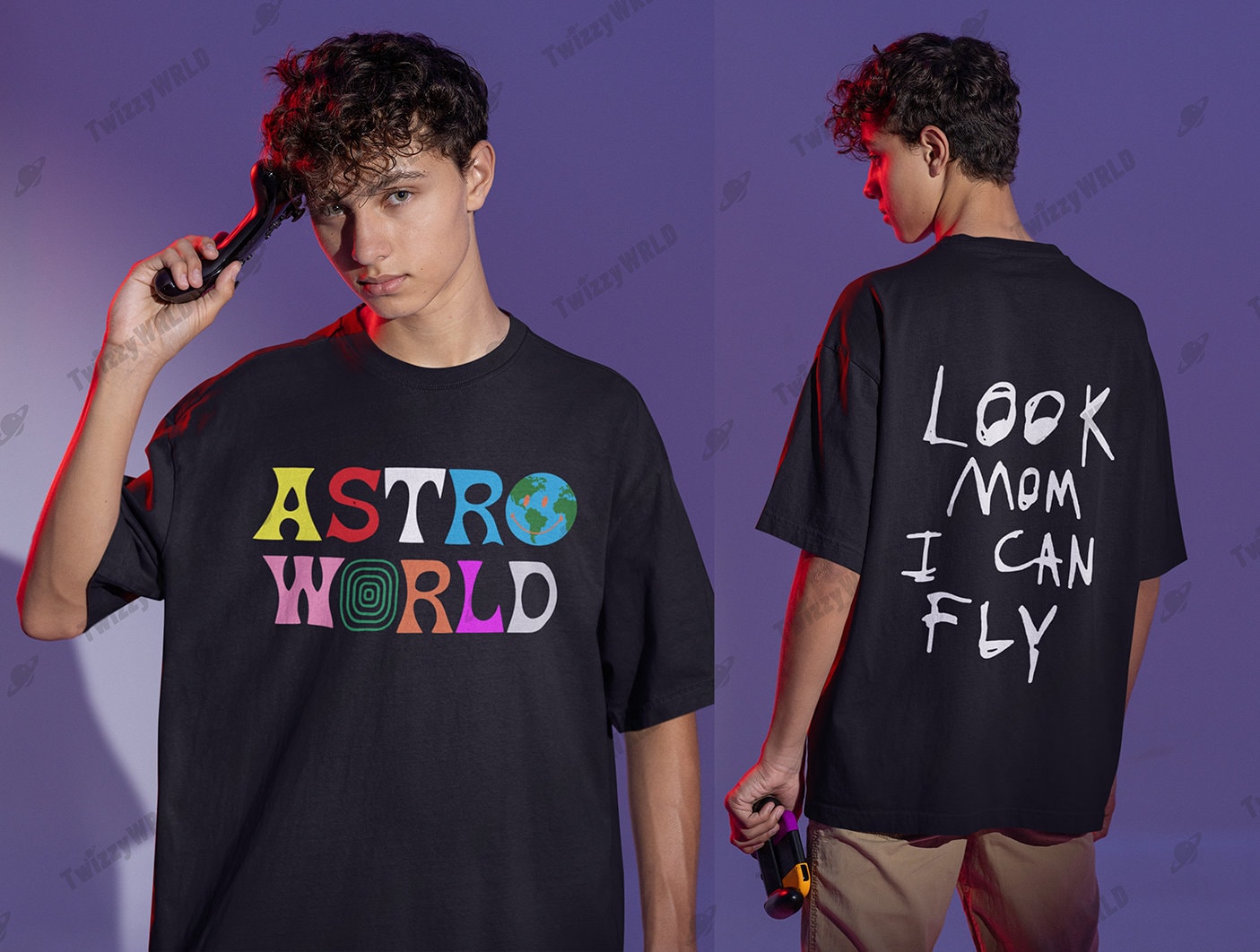 ASTROWORLD Look Mom I Can Fly Front and Back Shirt - Travis TShirt Hoodie, Sweatshirt | CoreVibeTees.com