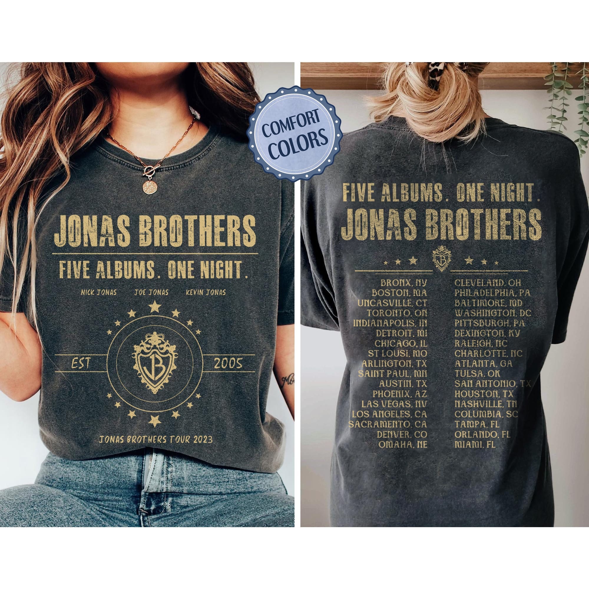 Jonas Brothers Shirt, Five Albums One Night Tour Shirt, Concert 2023 Shirt Hoodie, Sweatshirt | CoreVibeTees.com