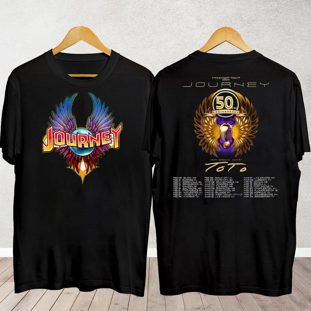 Journey 2024 Tour Freedom T-Shirt Toto Concert Shirt Fans Music Band Hoodie, Sweatshirt | CoreVibeTees.com