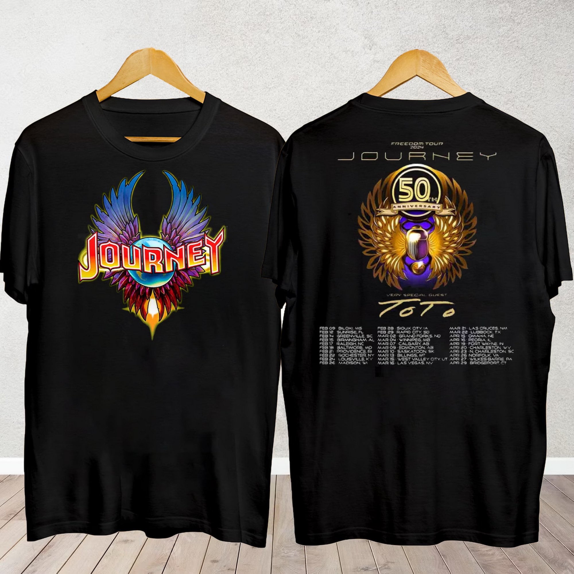 Journey 2024 Tour Freedom T-Shirt Toto Concert Shirt Fans Music Band Hoodie, Sweatshirt | CoreVibeTees.com