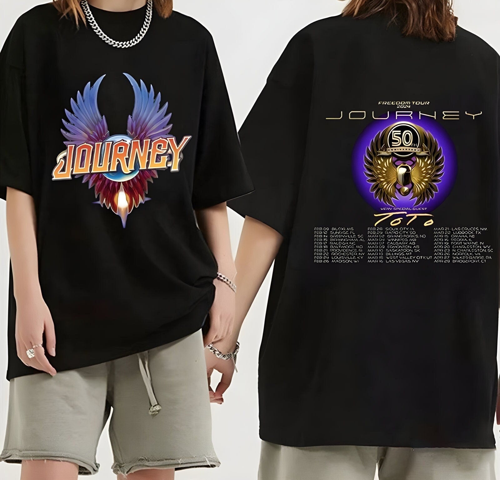 Journey Freedom Tour 2024 Shirt, Journey With Toto 2024 Concert Shirt, Journey Band Hoodie, Sweatshirt | CoreVibeTees.com