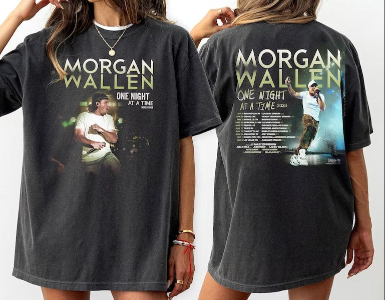One Night At A Time Wallen Western 2024 Tour Shirt, 2024 Music Tour Shirt, Gift For Fan Hoodie, Sweatshirt | CoreVibeTees.com