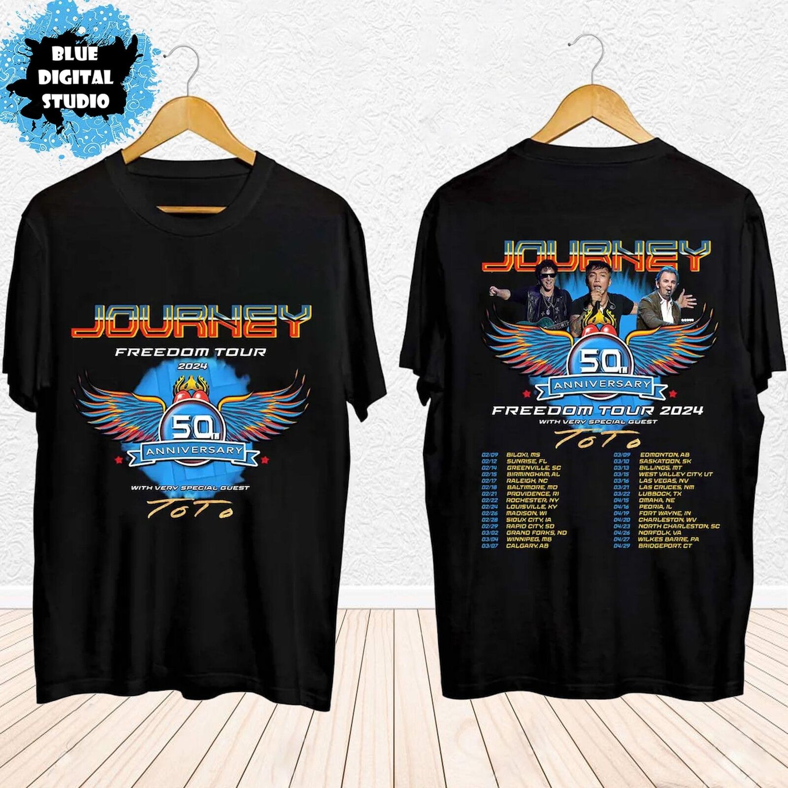 Journey Freedom Tour 2024 Shirt Journey With Toto 2024 Concert T Shirt Hoodie, Sweatshirt | CoreVibeTees.com