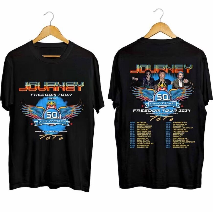 Journey Freedom Tour 2024 2 Sides Black T-Shirt Hoodie, Sweatshirt | CoreVibeTees.com