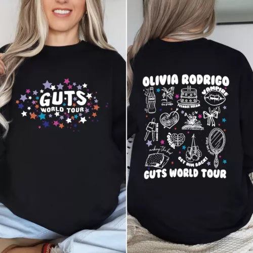 Olivia Rodrigo Guts World Tour 2024 Concert T-Shirt Unisex Tee Olivia Fan Gifts Hoodie, Sweatshirt | CoreVibeTees.com