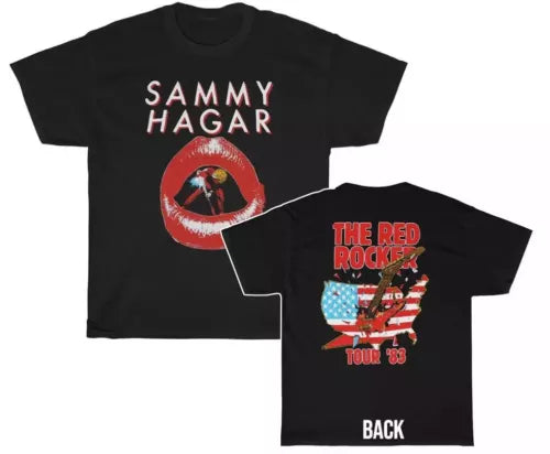 Vintage Sammy Hagar 1983 Red Rocker Tour Black T-Shirt Gift For Fans Music Hoodie, Sweatshirt | CoreVibeTees.com