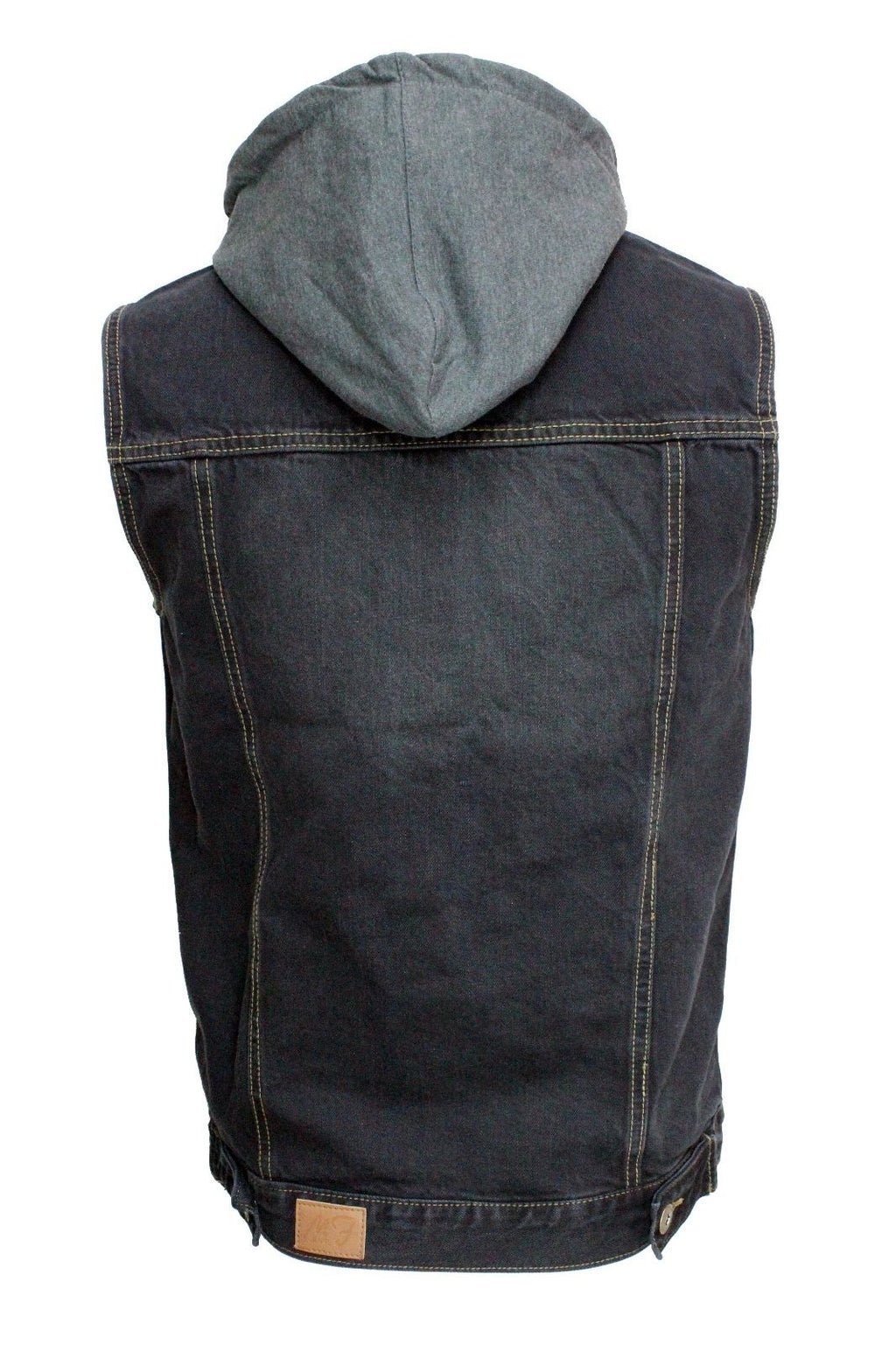Black Washed Denim Battle Vest w/ Detachable Hoodie T-Shirts, Sweatshirt | CoreVibeTees.com (Image 2)
