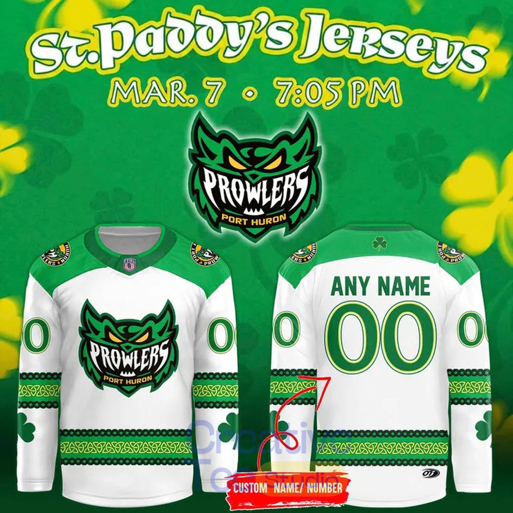 Port Huron Prowlers St. Paddy 2026 Custom Hockey Jersey