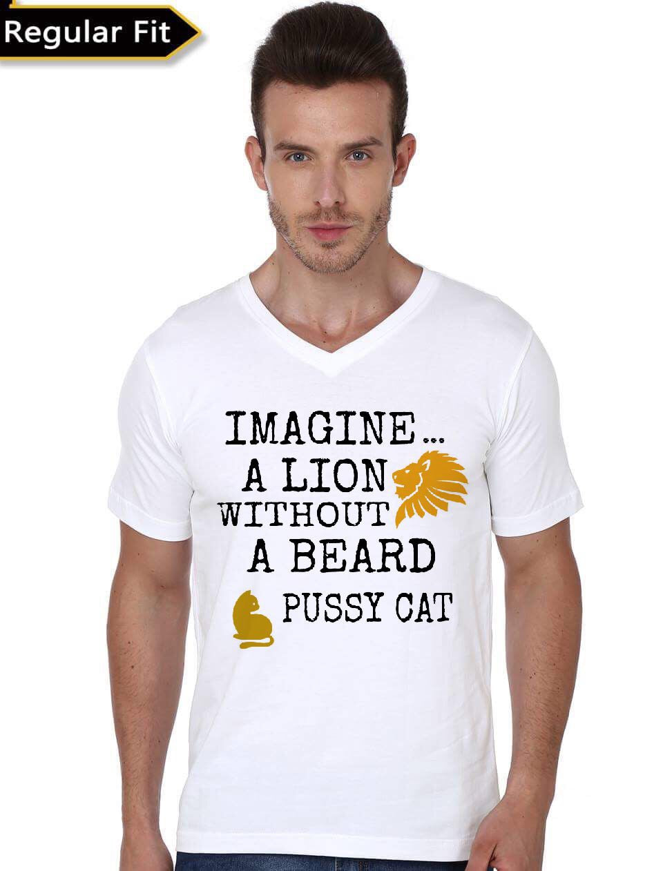 Imagine A Lion Without A Beard Pussy Cat V-Neck T-Shirt Hoodie, Sweatshirt | CoreVibeTees.com