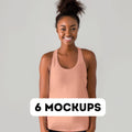 Next Level 1533 Light Orange Mockup Womens tank top 1533 Mockup, Orange 1533 Racerback Tank Top, Next Level mock-up, 6 female model mocks