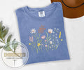 Embroidery Flowers Shirt, Botanical Tee, Floral Tshirt, Wildflowers Tee, Gift For Gardener, Comfort Colors Tshirt, Embroidered Garden Lover