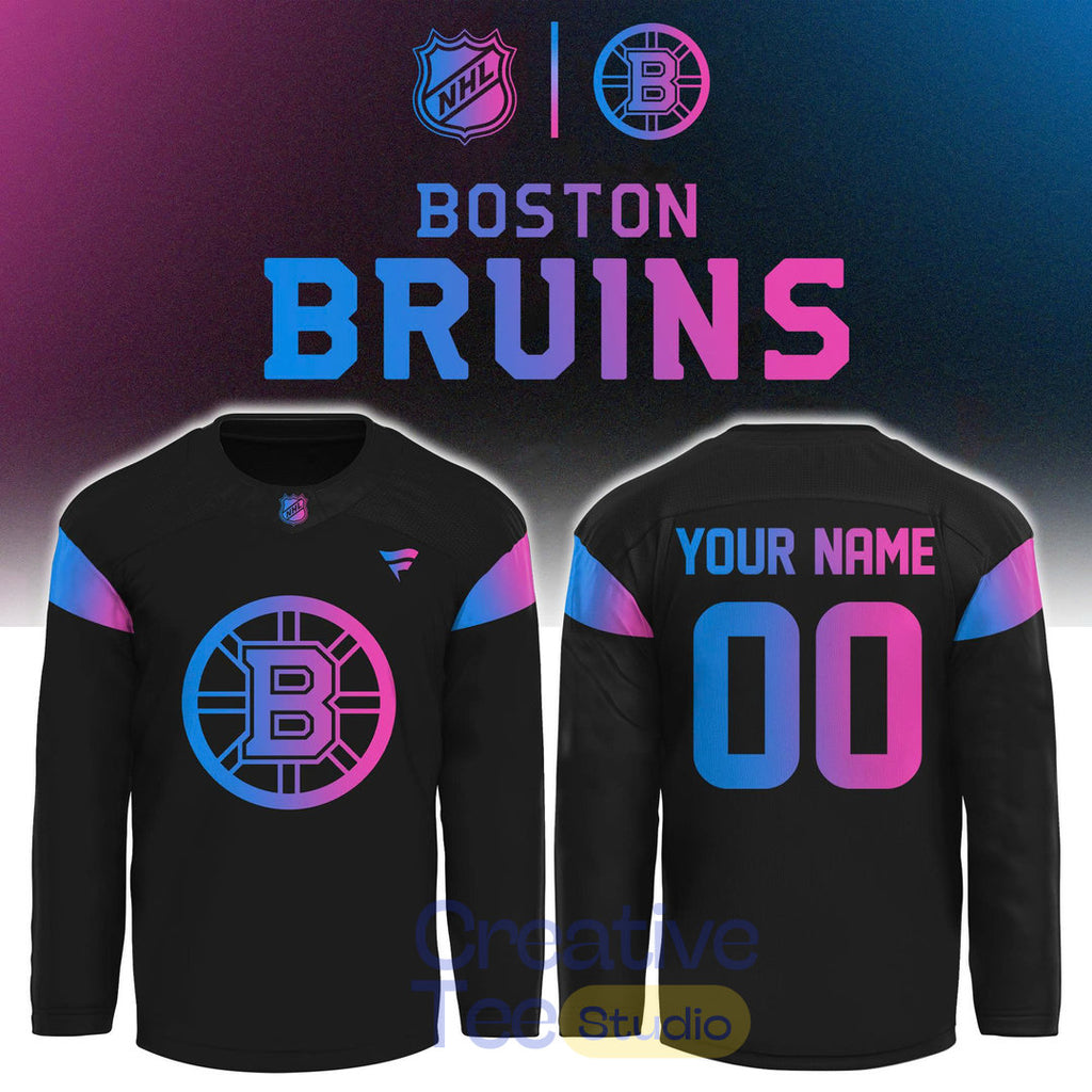 Boston Bruins Cyberpunk Warm-Up 2026 Custom Hockey Jersey