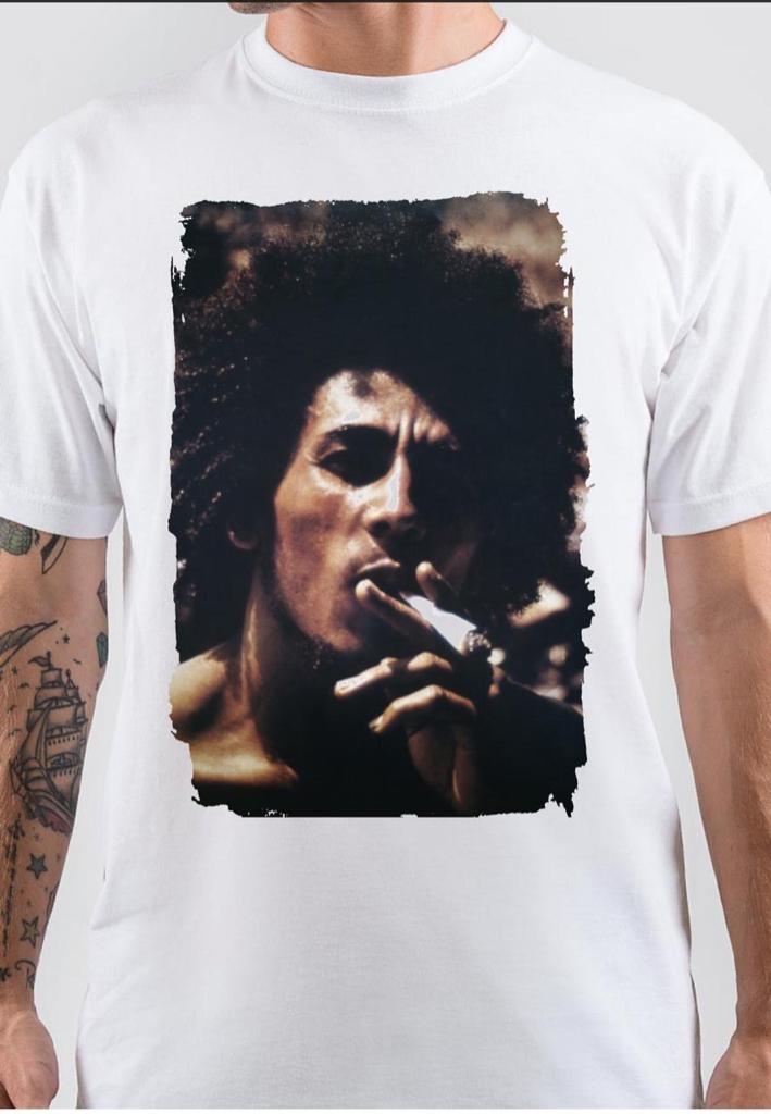 Bob Marley Half Sleeve White T-Shirt Hoodie, Sweatshirt | CoreVibeTees.com