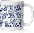 Blue and White Chinoiserie Corgi Mug, French Country Dog Coffee Cup Ceramic, Gifts for Corgi Lovers, Grandmillennial Dog Ceramic Coffee Tea Mug 11 oz