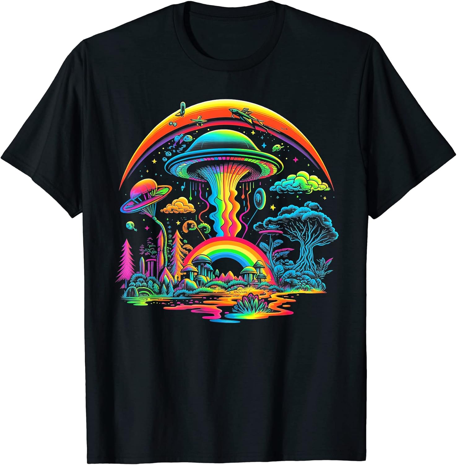 UFO Funny Alien Retro Mushroom Vintage 60s 80s