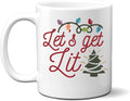 Let's Get Lit Funny Christmas Mug, Novelty Christmas Coffee Mug, 11oz Ceramic Holiday Coffee Mug, Christmas Party Cups for Table Decorations, White Elephant Gifts, Coworkers