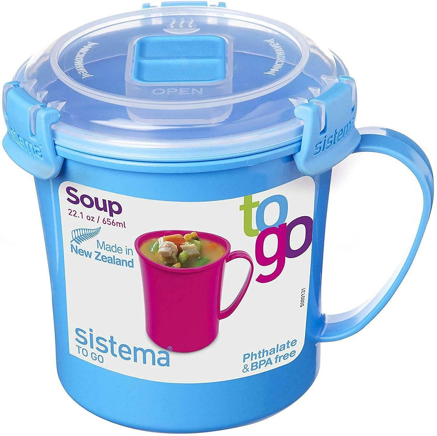 Sistema Microwave Medium Soup Mug | Microwave Food Container | 656 ml | BPA-Free | Minty Teal