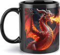 11oz Fire Dragon Coffee Mug - Double-Sided Print Ceramic Tea Cup with Handle Novelty Mugs for Home Office, Dishwasher Safe