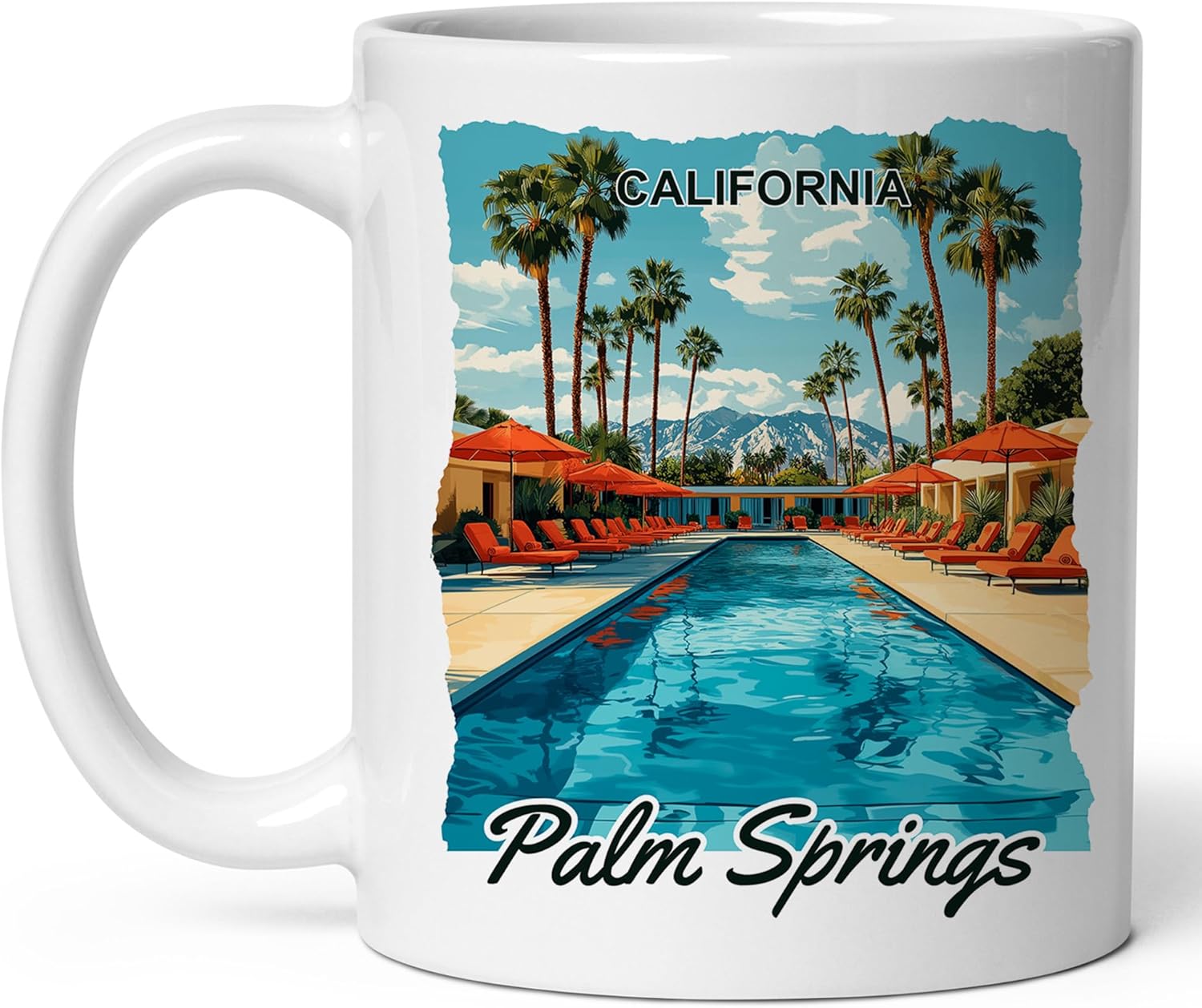 Palm Springs California Ceramic Coffee Mug 11oz Desert Playground - Tea Coffee Mug with Comfortable Grip - Unique Travel Gift Cup for Office or Home - Vibrant Long-Lasting Print ID44991
