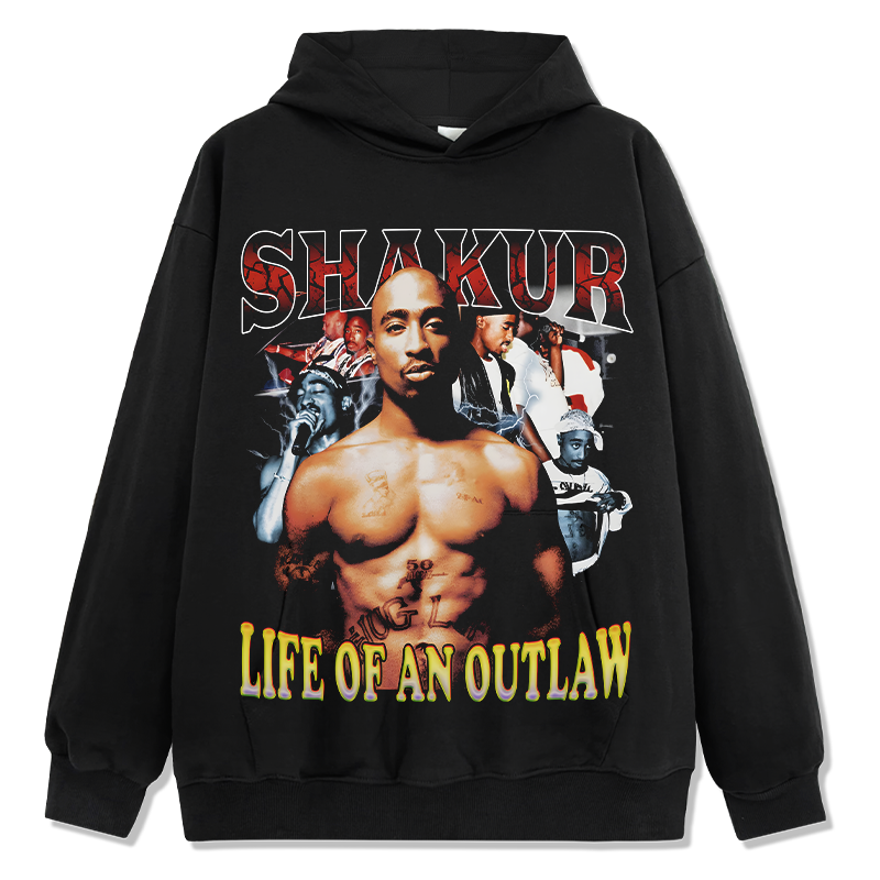 TUPAC SHAKUR "LIFE OF AN OUTLAW" HOODIE 2024 T-Shirts, Sweatshirt | CoreVibeTees.com (Image 1)