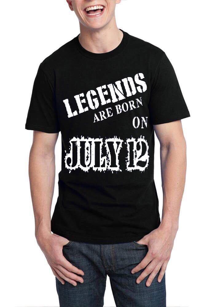 Legends Are Born In July 12 Black T-Shirt Hoodie, Sweatshirt | CoreVibeTees.com