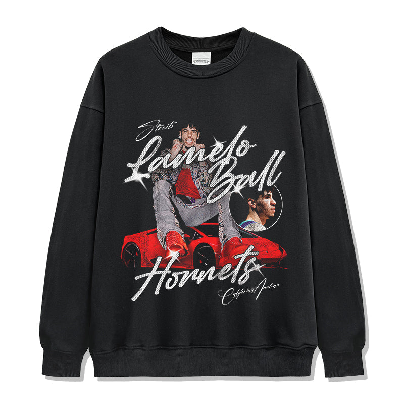 Three-ball Red Lamborghini LaMelo Ball Sweatshirt NBA 2024 T-Shirts, Hoodie | CoreVibeTees.com (Image 1)