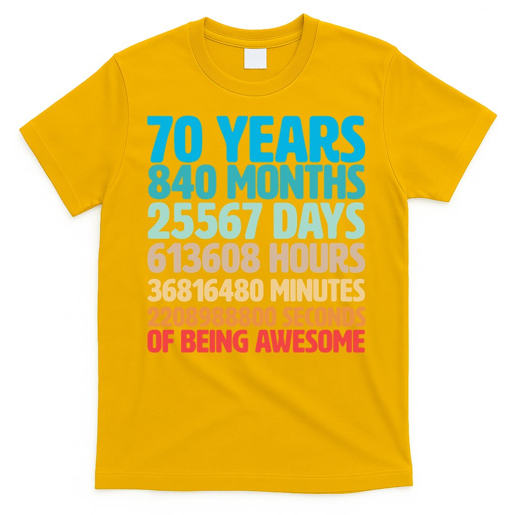 70 Years Of Being Awesome 70th Birthday Time Breakdown T-Shirt Hoodie, Sweatshirt | CoreVibeTees.com
