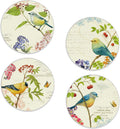Coasters for Drinks, Bird and Butterfly Vintage Absorbent Coaster Set of 4 with Cork Base,Ceramic Drink Coasters for Cold Drinks Wine Glasses Cups Mugs,Housewarming Gifts for Home Decor