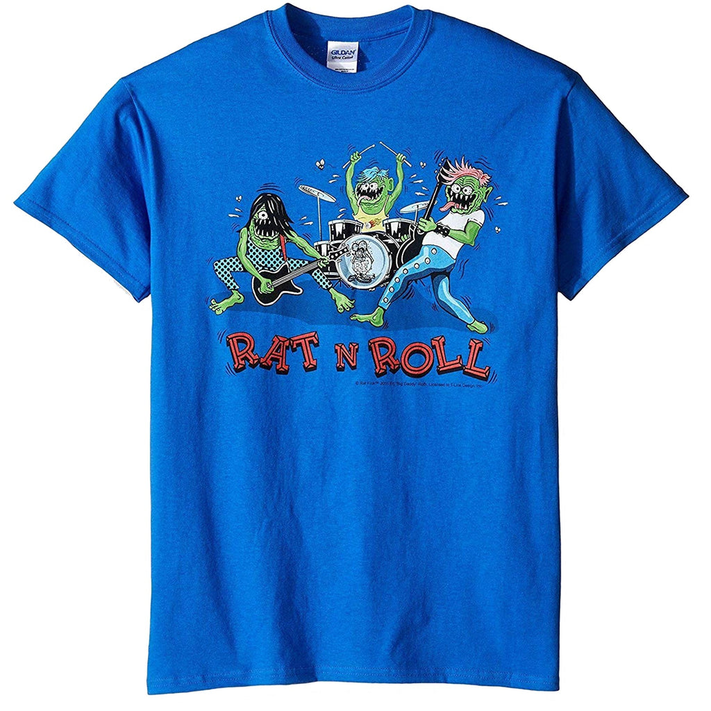 Rat Fink Rat n Roll Blue T-Shirt Hoodie, Sweatshirt | CoreVibeTees.com (Image 1)