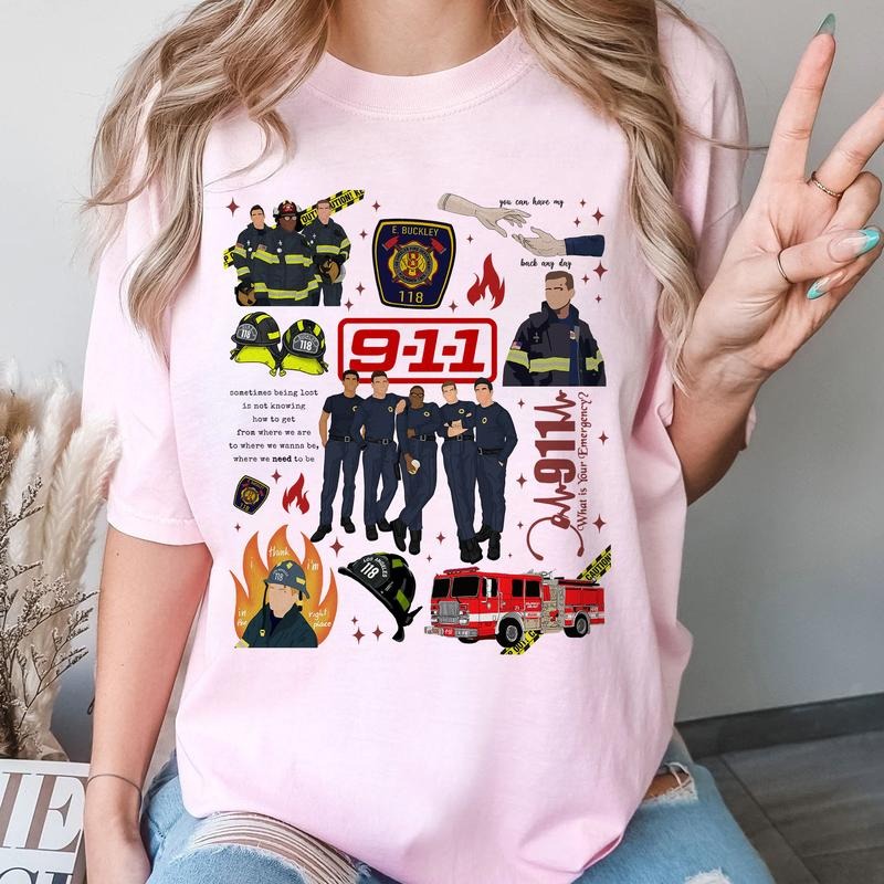 9 1 1 Tv Show T Shirt, American Tv Series Shirt, Evan Buckley Homage Retro, Fiction Character, Rescue Squad, Tv Series Fan Gifts, Unisex T-Shirt, Gifts For Men Women, Short Sleeve Tee Shirt