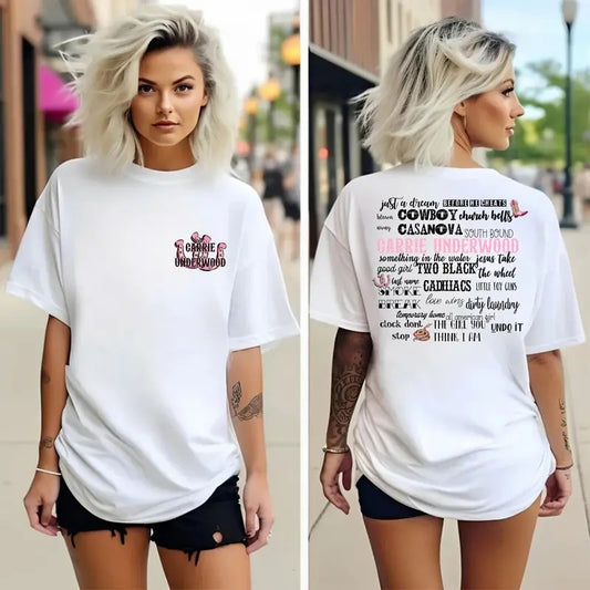 90s Country Music Lover, Carriiee Underw00d 2 Sides Tee, Cowgirl Boots, Country Shirt For Her, Unisex Short Sleeve Tee