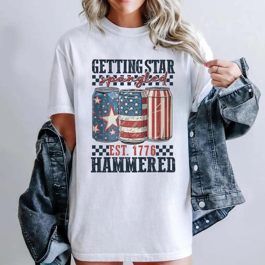 90s Graphic Style Getting Star Spangled Hammered America 4th Of July Tee Party in the USA Independence Day Gifts Unisex T-shirt