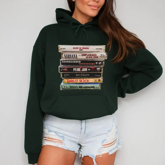 90s Grunge Cassette Hoodie, Indie Rock, 80s Rock And Roll, Retro Band Clothing, Unisex Sweater Pullover Tee