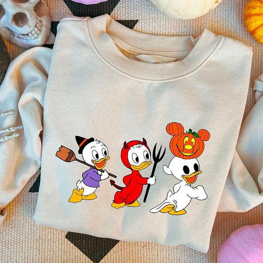 90s Halloween Sweatshirt, Halloween Ducks Shirt, Halloween Duck Sweater, Halloween Cartoon Sweatshirt, Spooky Season Shirt, Cute Halloween Sweatshirt, Fall Vibes Tee