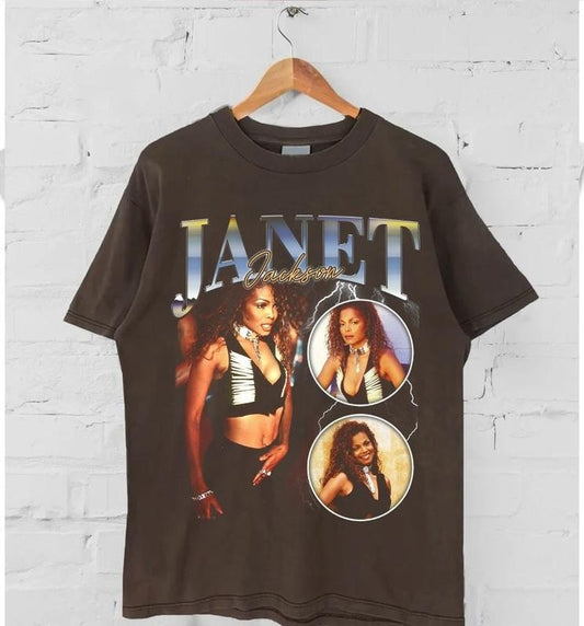 90s Janet Jackson Vintage T shirt, Hip Hop shirt, Gift for her, Gift for him, Gift for fan Cotton Menswear