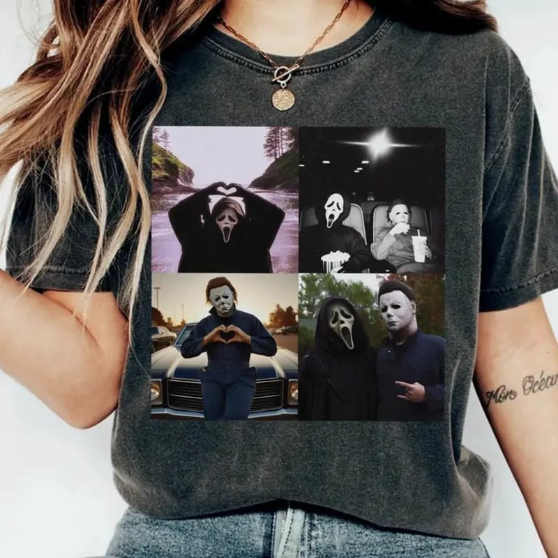 90s Scream Halloween Heart Hands Album Tshirt, Retro Michael Myers Halloween Shirt, Ghostface Shirt, Halloween Heart Tee, Full Color, Tee Print