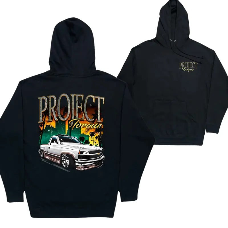 90s Style Chevy OBS 2 Sides Hoodie, Pickup Truck Graphic Hoodie for Supercar Enthusiasts, Unisex Cotton Casual Top for Men