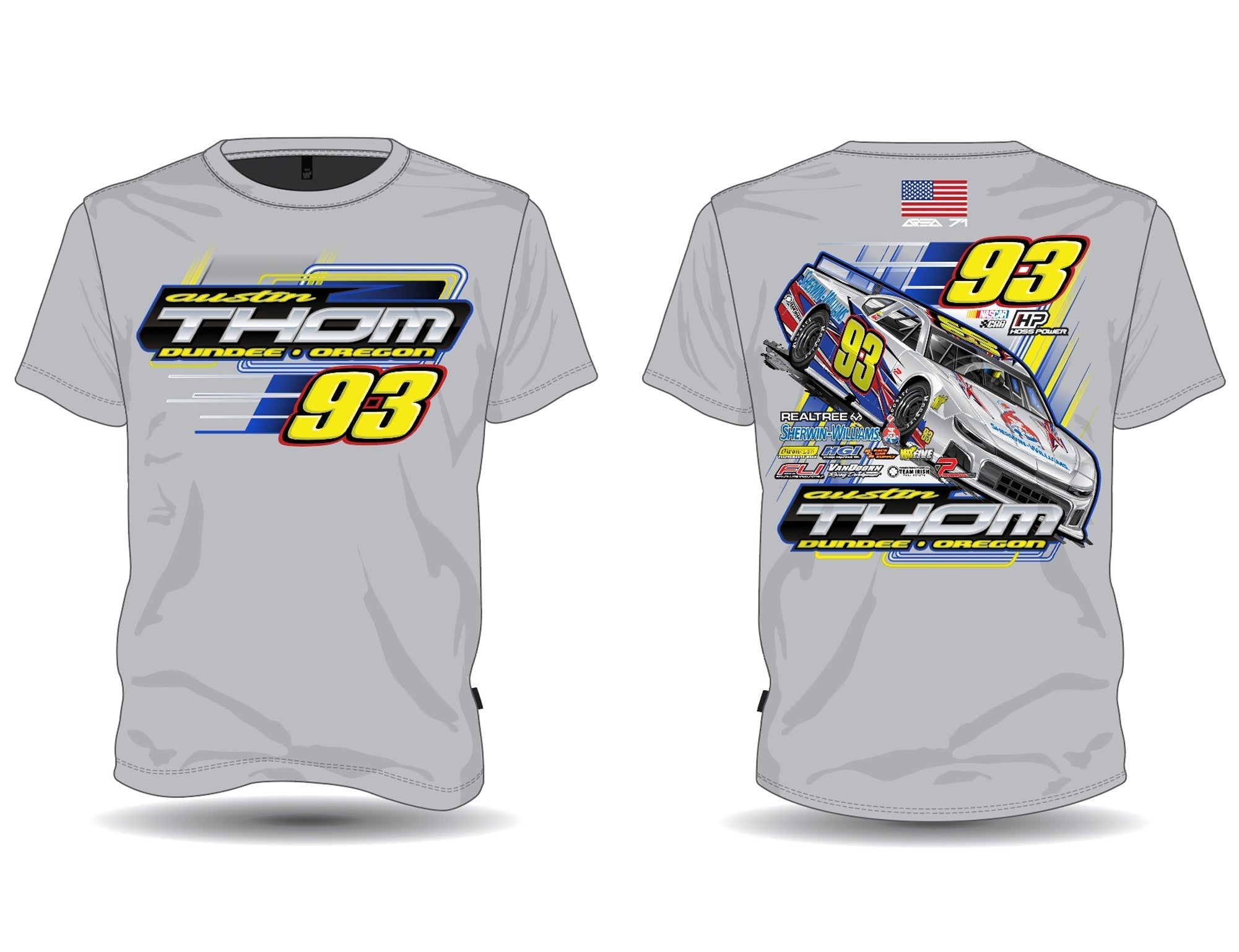 #93 Austin Thom Race Car Grey Tee Hoodie, Sweatshirt | CoreVibeTees.com