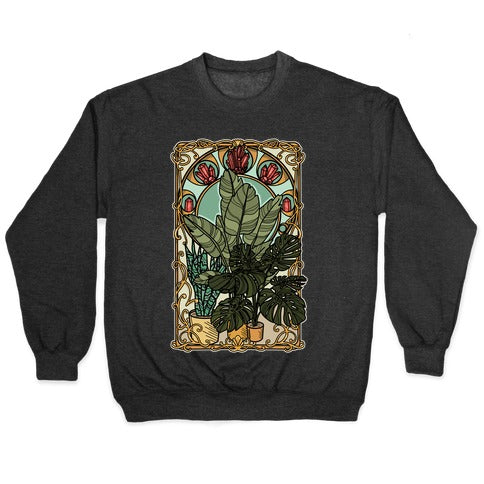 Art Nouveau House Plants Crewneck Sweatshirt T-Shirts, Hoodie | CoreVibeTees.com (Image 1)