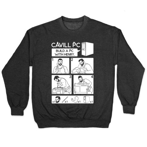 Cavill PC Parody White Print Crewneck Sweatshirt T-Shirts, Hoodie | CoreVibeTees.com (Image 1)