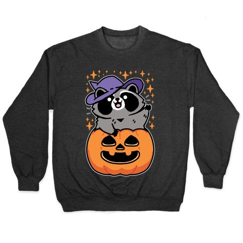 Cute Halloween Raccoon Crewneck Sweatshirt T-Shirts, Hoodie | CoreVibeTees.com (Image 1)