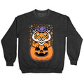 Cute Halloween Tiger Crewneck Sweatshirt T-Shirts, Hoodie | CoreVibeTees.com (Image 1)