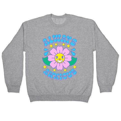 Always Anxious Cartoon Flower Crewneck Sweatshirt T-Shirts, Hoodie | CoreVibeTees.com (Image 2)
