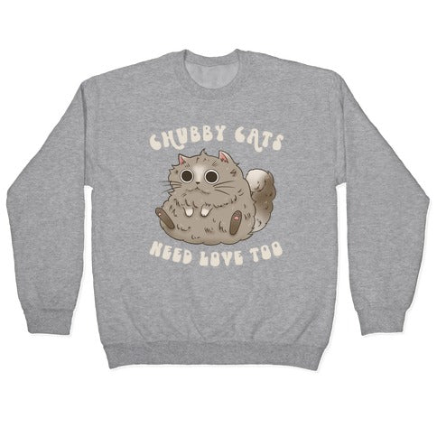 Chubby Cats Need Love Too Crewneck Sweatshirt T-Shirts, Hoodie | CoreVibeTees.com (Image 2)