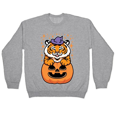 Cute Halloween Tiger Crewneck Sweatshirt T-Shirts, Hoodie | CoreVibeTees.com (Image 2)